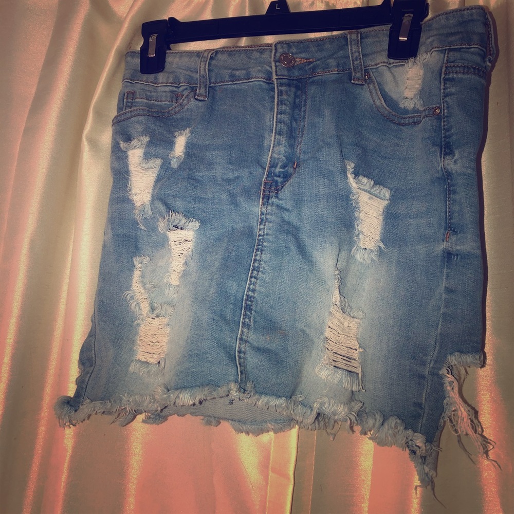 Ripped jean skirt